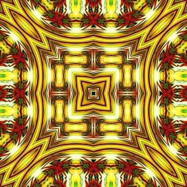 Benzersiz mandala, Oriental yuvarlak desen, mistik motifi, egzotik arka plan. Fantastik fraktal tasarım, geometrik doku parlayan renkli dijital sanat.