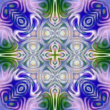 Benzersiz mandala, Oriental yuvarlak desen, mistik motifi, egzotik arka plan. Fantastik fraktal tasarım, geometrik doku parlayan renkli dijital sanat.