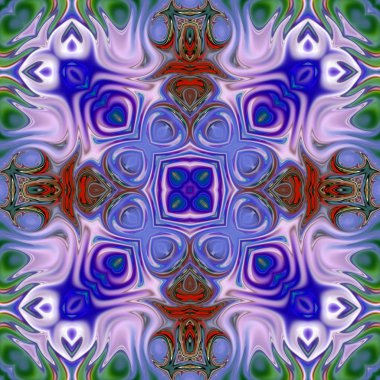 Benzersiz mandala, Oriental yuvarlak desen, mistik motifi, egzotik arka plan. Fantastik fraktal tasarım, geometrik doku parlayan renkli dijital sanat.