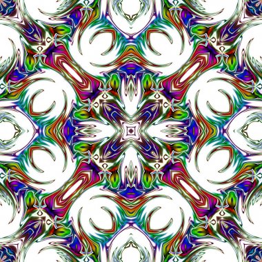 Benzersiz mandala, Oriental yuvarlak desen, mistik motifi, egzotik arka plan. Fantastik fraktal tasarım, geometrik doku parlayan renkli dijital sanat.