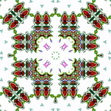 Benzersiz mandala, Oriental yuvarlak desen, mistik motifi, egzotik arka plan. Fantastik fraktal tasarım, geometrik doku parlayan renkli dijital sanat.