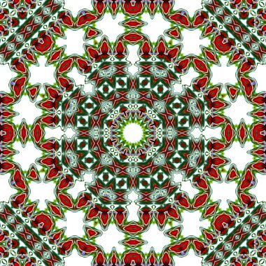 Benzersiz mandala, Oriental yuvarlak desen, mistik motifi, egzotik arka plan. Fantastik fraktal tasarım, geometrik doku parlayan renkli dijital sanat.