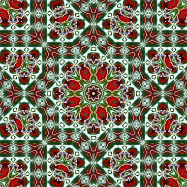 Benzersiz mandala, Oriental yuvarlak desen, mistik motifi, egzotik arka plan. Fantastik fraktal tasarım, geometrik doku parlayan renkli dijital sanat.