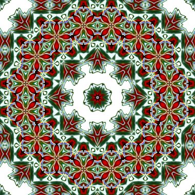 Benzersiz mandala, Oriental yuvarlak desen, mistik motifi, egzotik arka plan. Fantastik fraktal tasarım, geometrik doku parlayan renkli dijital sanat.