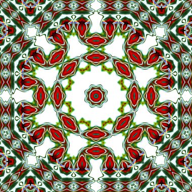 Benzersiz mandala, Oriental yuvarlak desen, mistik motifi, egzotik arka plan. Fantastik fraktal tasarım, geometrik doku parlayan renkli dijital sanat.