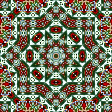 Benzersiz mandala, Oriental yuvarlak desen, mistik motifi, egzotik arka plan. Fantastik fraktal tasarım, geometrik doku parlayan renkli dijital sanat.