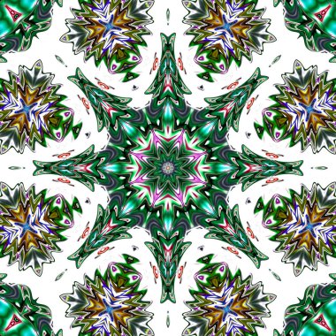 Benzersiz mandala, Oriental yuvarlak desen, mistik motifi, egzotik arka plan. Fantastik fraktal tasarım, geometrik doku parlayan renkli dijital sanat.