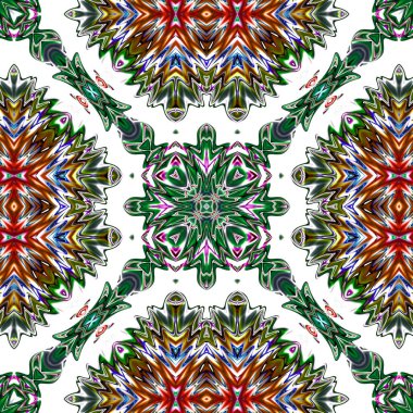 Benzersiz mandala, Oriental yuvarlak desen, mistik motifi, egzotik arka plan. Fantastik fraktal tasarım, geometrik doku parlayan renkli dijital sanat.