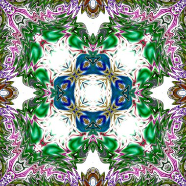 Benzersiz mandala, Oriental yuvarlak desen, mistik motifi, egzotik arka plan. Fantastik fraktal tasarım, geometrik doku parlayan renkli dijital sanat.