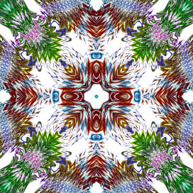 Benzersiz mandala, Oriental yuvarlak desen, mistik motifi, egzotik arka plan. Fantastik fraktal tasarım, geometrik doku parlayan renkli dijital sanat.