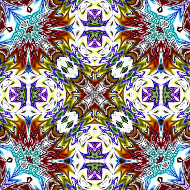 Benzersiz mandala, Oriental yuvarlak desen, mistik motifi, egzotik arka plan. Fantastik fraktal tasarım, geometrik doku parlayan renkli dijital sanat.