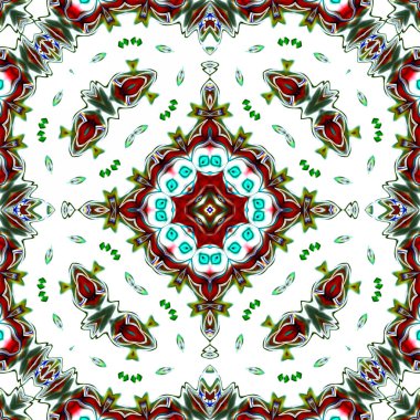 Benzersiz mandala, Oriental yuvarlak desen, mistik motifi, egzotik arka plan. Fantastik fraktal tasarım, geometrik doku parlayan renkli dijital sanat.