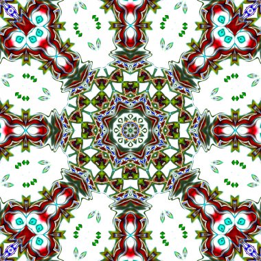 Benzersiz mandala, Oriental yuvarlak desen, mistik motifi, egzotik arka plan. Fantastik fraktal tasarım, geometrik doku parlayan renkli dijital sanat.