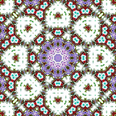 Benzersiz mandala, Oriental yuvarlak desen, mistik motifi, egzotik arka plan. Fantastik fraktal tasarım, geometrik doku parlayan renkli dijital sanat.