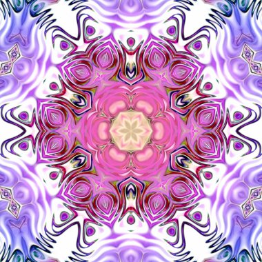 Benzersiz mandala, Oriental yuvarlak desen, mistik motifi, egzotik arka plan. Fantastik fraktal tasarım, geometrik doku parlayan renkli dijital sanat.