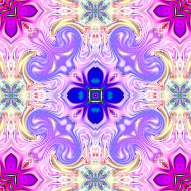 Benzersiz mandala, Oriental yuvarlak desen, mistik motifi, egzotik arka plan. Fantastik fraktal tasarım, geometrik doku parlayan renkli dijital sanat.