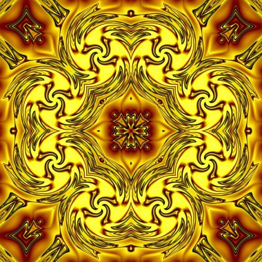 Benzersiz mandala, Oriental yuvarlak desen, mistik motifi, egzotik arka plan. Fantastik fraktal tasarım, geometrik doku parlayan renkli dijital sanat.