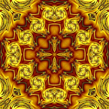 Benzersiz mandala, Oriental yuvarlak desen, mistik motifi, egzotik arka plan. Fantastik fraktal tasarım, geometrik doku parlayan renkli dijital sanat.