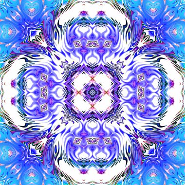 Benzersiz mandala, Oriental yuvarlak desen, mistik motifi, egzotik arka plan. Fantastik fraktal tasarım, geometrik doku parlayan renkli dijital sanat.