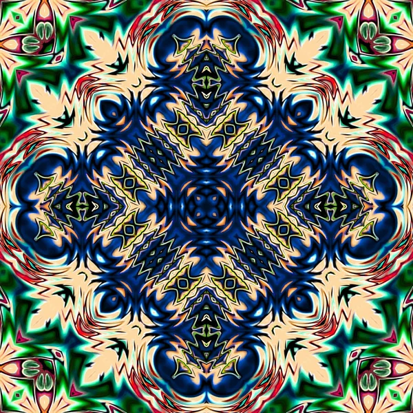 Benzersiz mandala, Oriental yuvarlak desen, mistik motifi, egzotik arka plan. Fantastik fraktal tasarım, geometrik doku parlayan renkli dijital sanat.