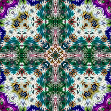 Benzersiz mandala, Oriental yuvarlak desen, mistik motifi, egzotik arka plan. Fantastik fraktal tasarım, geometrik doku parlayan renkli dijital sanat.