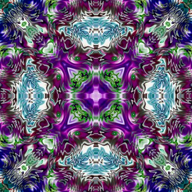 Benzersiz mandala, Oriental yuvarlak desen, mistik motifi, egzotik arka plan. Fantastik fraktal tasarım, geometrik doku parlayan renkli dijital sanat.