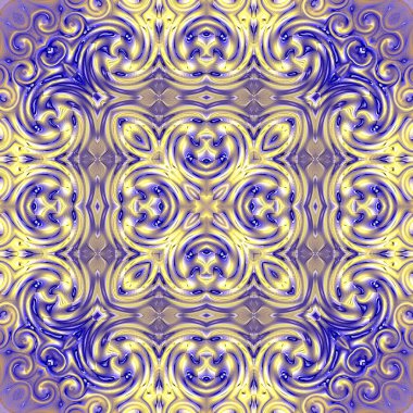 Benzersiz mandala, Oriental yuvarlak desen, mistik motifi, egzotik arka plan. Fantastik fraktal tasarım, geometrik doku parlayan renkli dijital sanat.