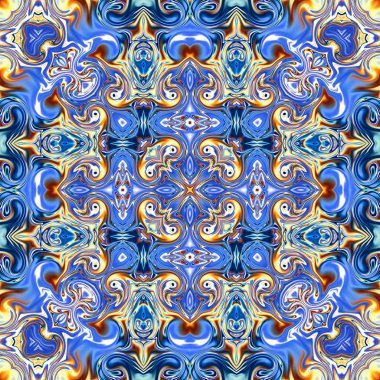 Benzersiz mandala, Oriental yuvarlak desen, mistik motifi, egzotik arka plan. Fantastik fraktal tasarım, geometrik doku parlayan renkli dijital sanat.