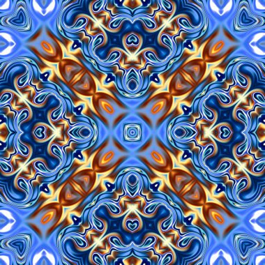 Benzersiz mandala, Oriental yuvarlak desen, mistik motifi, egzotik arka plan. Fantastik fraktal tasarım, geometrik doku parlayan renkli dijital sanat.