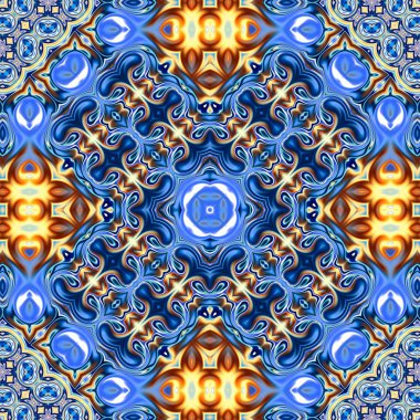 Benzersiz mandala, Oriental yuvarlak desen, mistik motifi, egzotik arka plan. Fantastik fraktal tasarım, geometrik doku parlayan renkli dijital sanat.