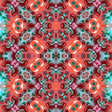 Benzersiz mandala, Oriental yuvarlak desen, mistik motifi, egzotik arka plan. Fantastik fraktal tasarım, geometrik doku parlayan renkli dijital sanat.