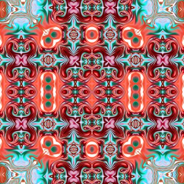 Benzersiz mandala, Oriental yuvarlak desen, mistik motifi, egzotik arka plan. Fantastik fraktal tasarım, geometrik doku parlayan renkli dijital sanat.