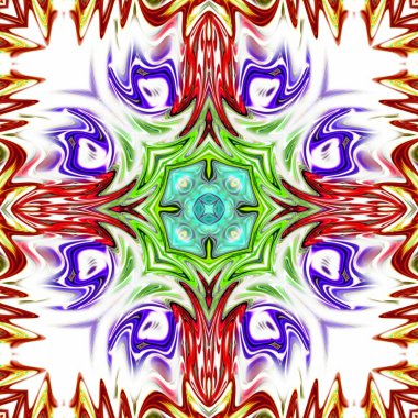 Benzersiz mandala, Oriental yuvarlak desen, mistik motifi, egzotik arka plan. Fantastik fraktal tasarım, geometrik doku parlayan renkli dijital sanat.