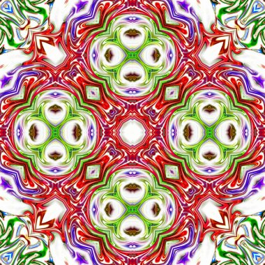 Benzersiz mandala, Oriental yuvarlak desen, mistik motifi, egzotik arka plan. Fantastik fraktal tasarım, geometrik doku parlayan renkli dijital sanat.