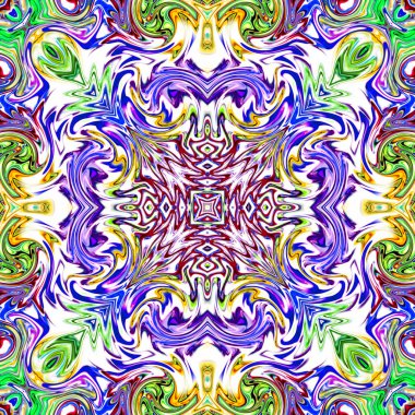 Benzersiz mandala, Oriental yuvarlak desen, mistik motifi, egzotik arka plan. Fantastik fraktal tasarım, geometrik doku parlayan renkli dijital sanat.