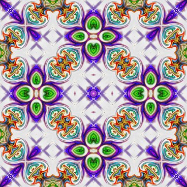 Benzersiz mandala, Oriental yuvarlak desen, mistik motifi, egzotik arka plan. Fantastik fraktal tasarım, geometrik doku parlayan renkli dijital sanat.