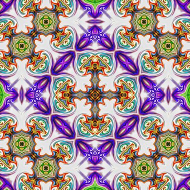 Benzersiz mandala, Oriental yuvarlak desen, mistik motifi, egzotik arka plan. Fantastik fraktal tasarım, geometrik doku parlayan renkli dijital sanat.