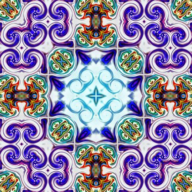 Benzersiz mandala, Oriental yuvarlak desen, mistik motifi, egzotik arka plan. Fantastik fraktal tasarım, geometrik doku parlayan renkli dijital sanat.