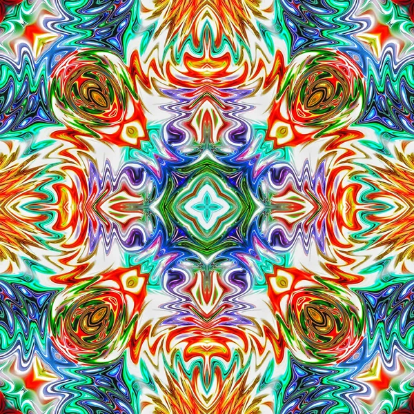 Benzersiz mandala, Oriental yuvarlak desen, mistik motifi, egzotik arka plan. Fantastik fraktal tasarım, geometrik doku parlayan renkli dijital sanat.