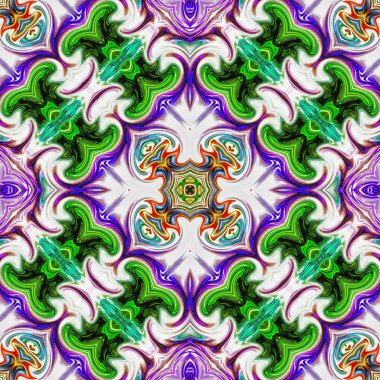 Benzersiz mandala, Oriental yuvarlak desen, mistik motifi, egzotik arka plan. Fantastik fraktal tasarım, geometrik doku parlayan renkli dijital sanat.