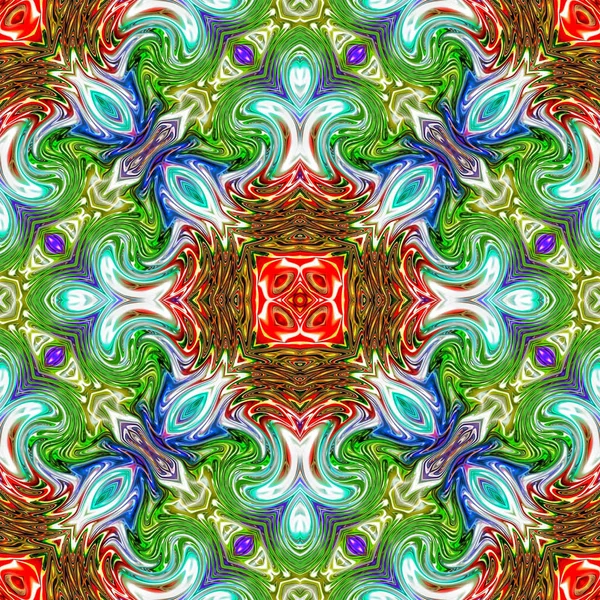 Benzersiz mandala, Oriental yuvarlak desen, mistik motifi, egzotik arka plan. Fantastik fraktal tasarım, geometrik doku parlayan renkli dijital sanat.