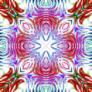 Benzersiz mandala, Oriental yuvarlak desen, mistik motifi, egzotik arka plan. Fantastik fraktal tasarım, geometrik doku parlayan renkli dijital sanat.