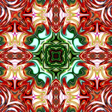 Benzersiz mandala, Oriental yuvarlak desen, mistik motifi, egzotik arka plan. Fantastik fraktal tasarım, geometrik doku parlayan renkli dijital sanat.