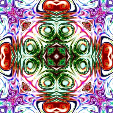 Benzersiz mandala, Oriental yuvarlak desen, mistik motifi, egzotik arka plan. Fantastik fraktal tasarım, geometrik doku parlayan renkli dijital sanat.