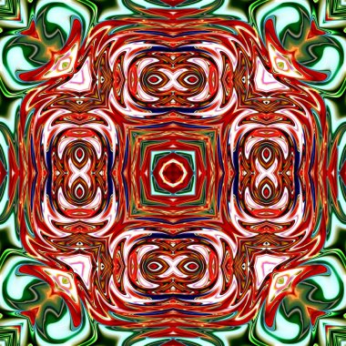 Benzersiz mandala, Oriental yuvarlak desen, mistik motifi, egzotik arka plan. Fantastik fraktal tasarım, geometrik doku parlayan renkli dijital sanat.