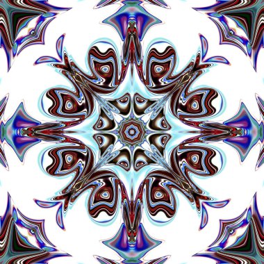 Benzersiz mandala, Oriental yuvarlak desen, mistik motifi, egzotik arka plan. Fantastik fraktal tasarım, geometrik doku parlayan renkli dijital sanat.