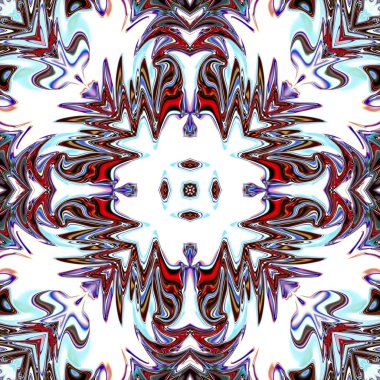 Benzersiz mandala, Oriental yuvarlak desen, mistik motifi, egzotik arka plan. Fantastik fraktal tasarım, geometrik doku parlayan renkli dijital sanat.