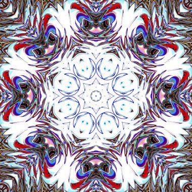 Benzersiz mandala, Oriental yuvarlak desen, mistik motifi, egzotik arka plan. Fantastik fraktal tasarım, geometrik doku parlayan renkli dijital sanat.