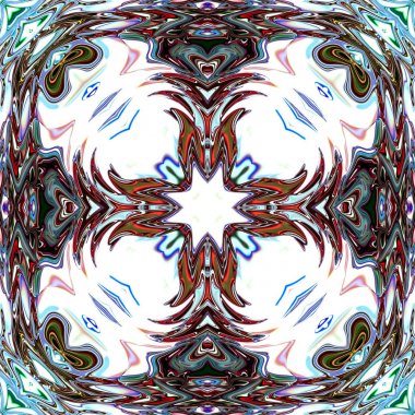 Benzersiz mandala, Oriental yuvarlak desen, mistik motifi, egzotik arka plan. Fantastik fraktal tasarım, geometrik doku parlayan renkli dijital sanat.