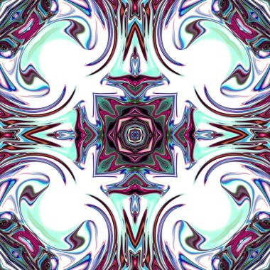 Benzersiz mandala, Oriental yuvarlak desen, mistik motifi, egzotik arka plan. Fantastik fraktal tasarım, geometrik doku parlayan renkli dijital sanat.